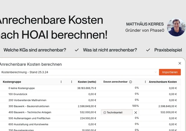 Anrechenbare Kosten HOAI berechnen