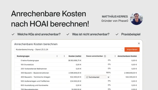 Anrechenbare Kosten HOAI berechnen