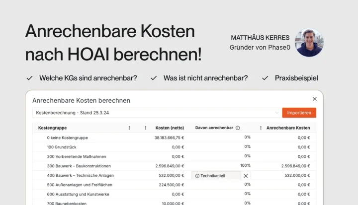 Anrechenbare Kosten HOAI berechnen
