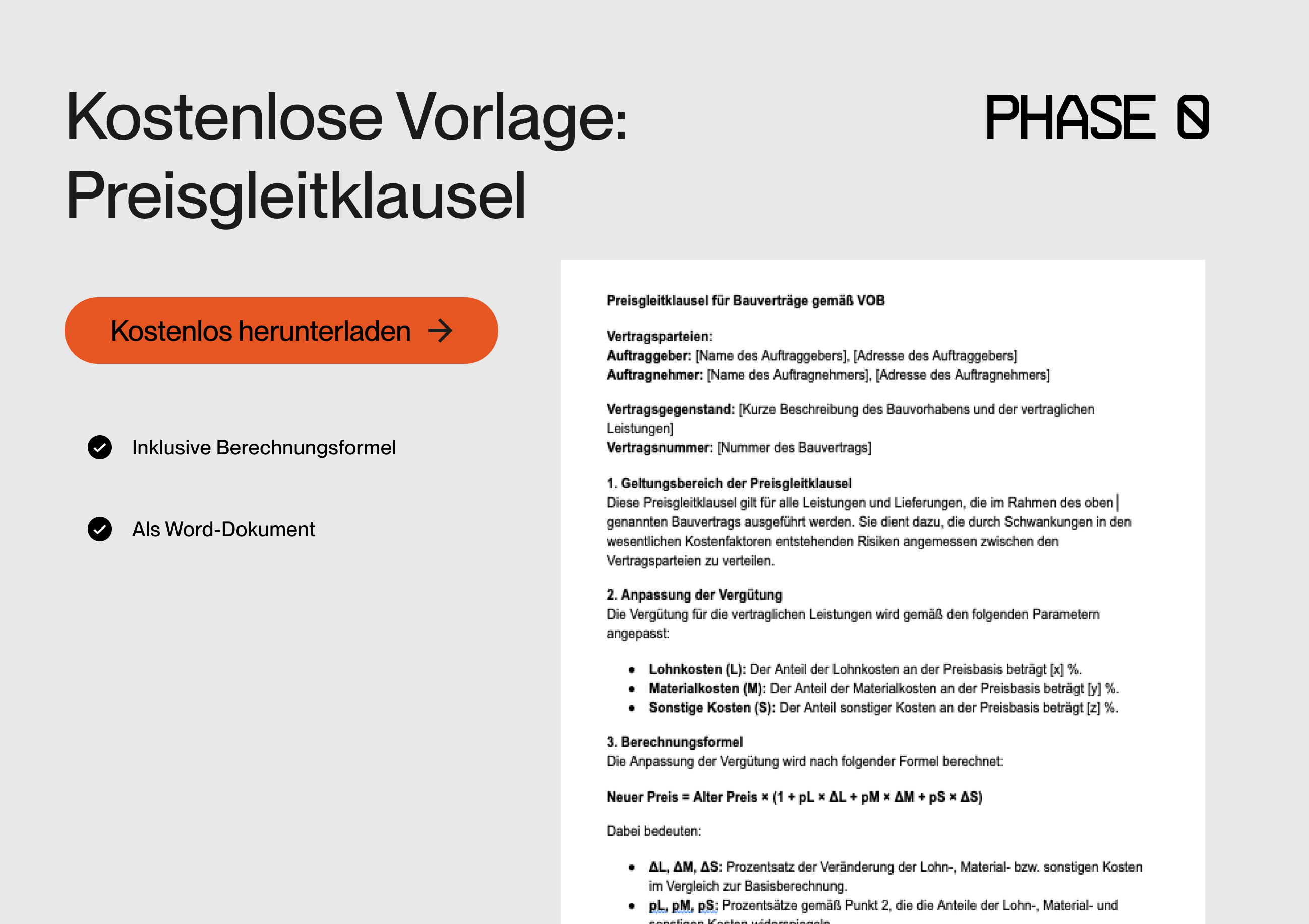 Preisgleitklausel Muster