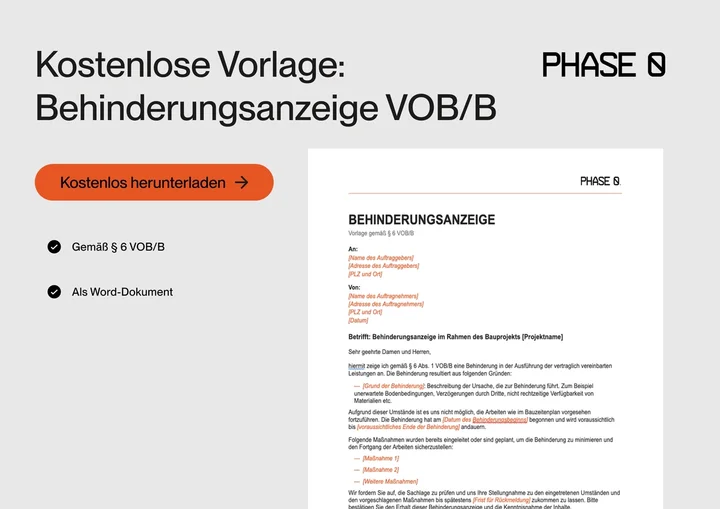 Behinderungsanzeige VOB/B Vorlage