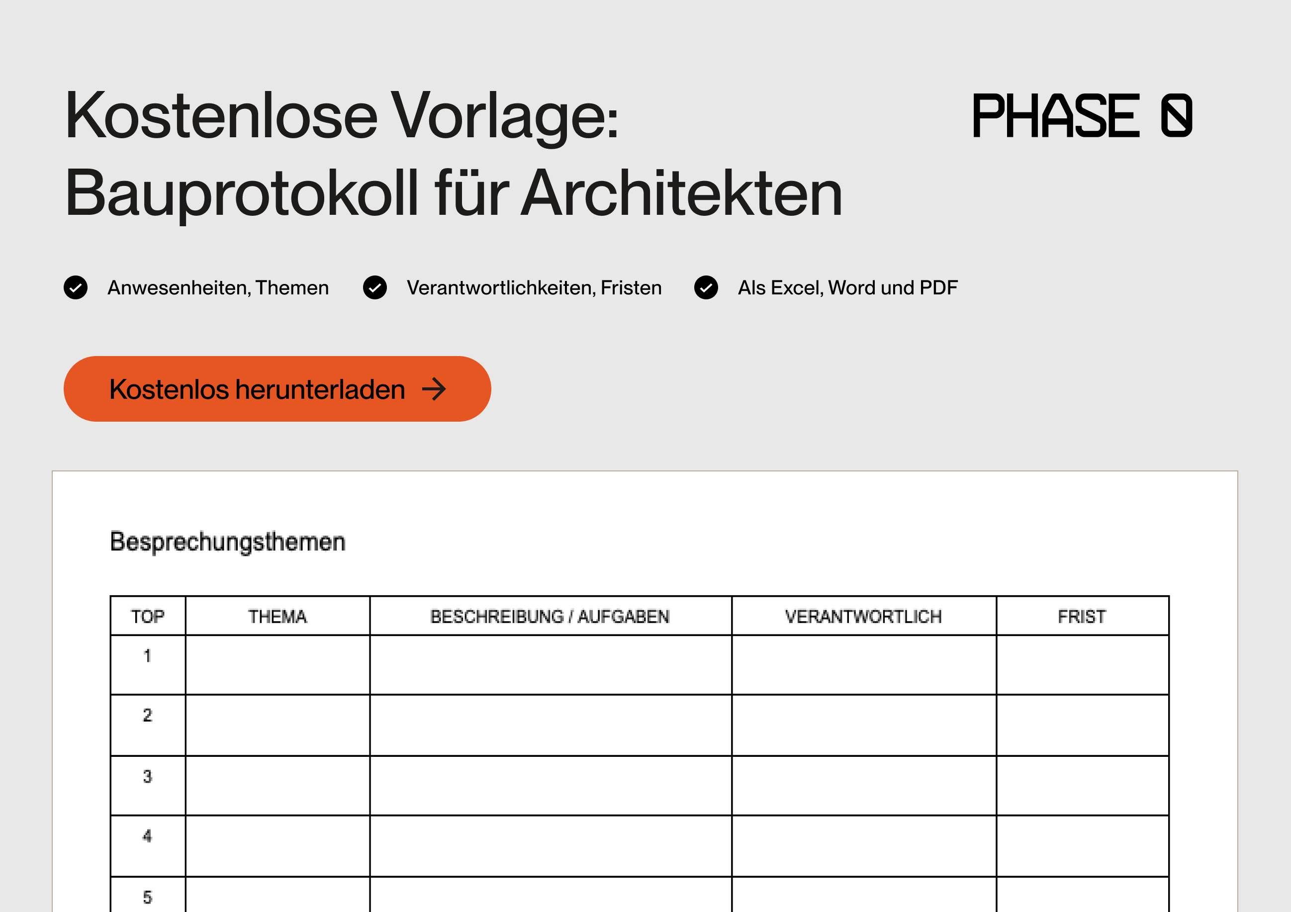 Bauprotokoll Vorlage Phase0