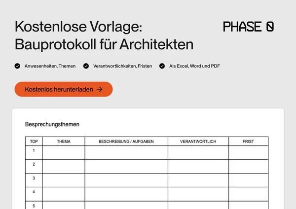 Bauprotokoll Vorlage Phase0
