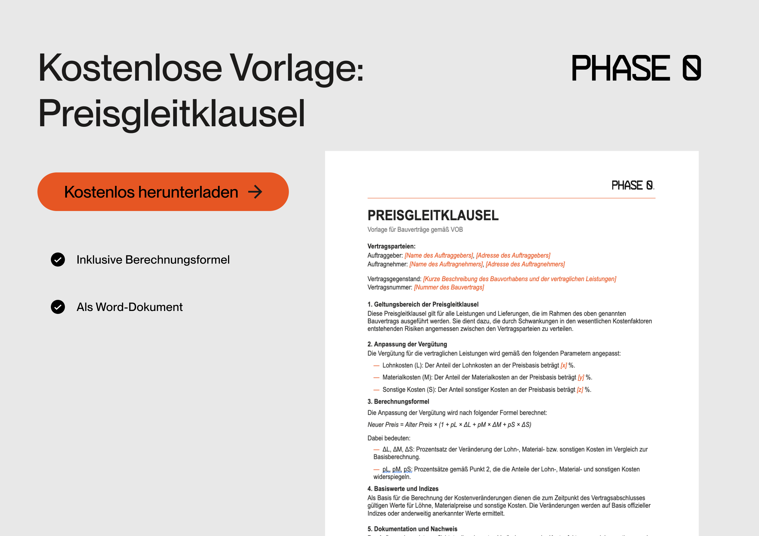 Preisgleitklausel Muster