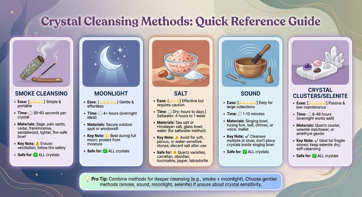 Crystal Cleansing Methods Comparison Chart