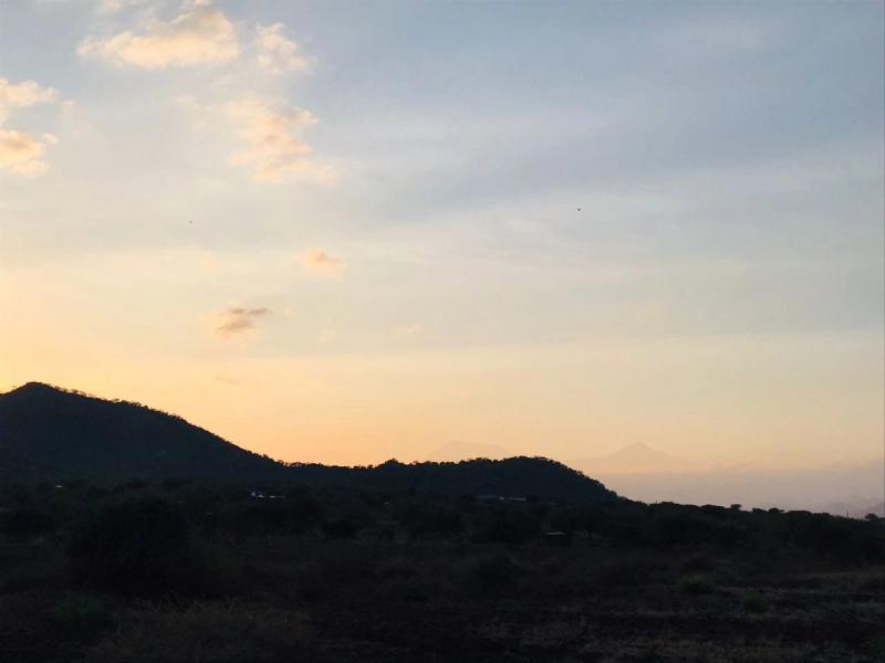 Yellow sunset over a mountain