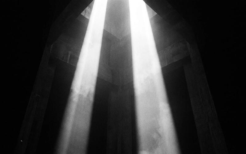 Beams of light through a monumental structure