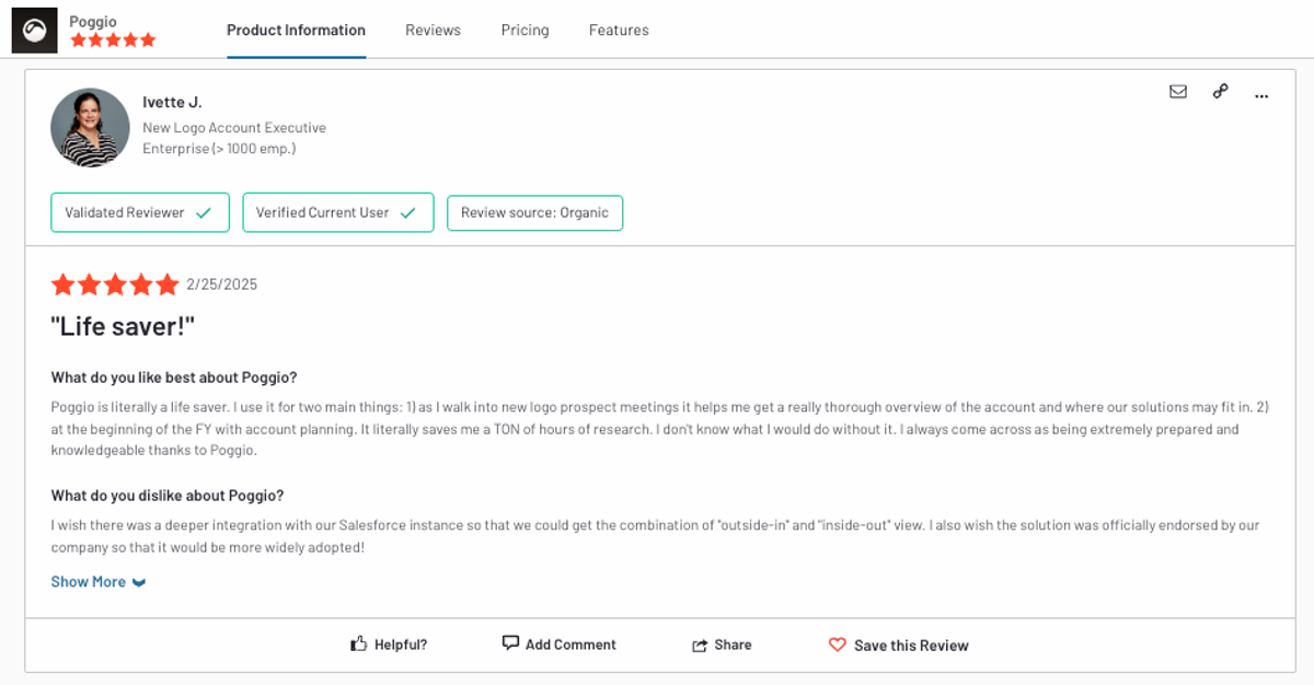 Customer review screenshot: "Life saver!" (5 stars)