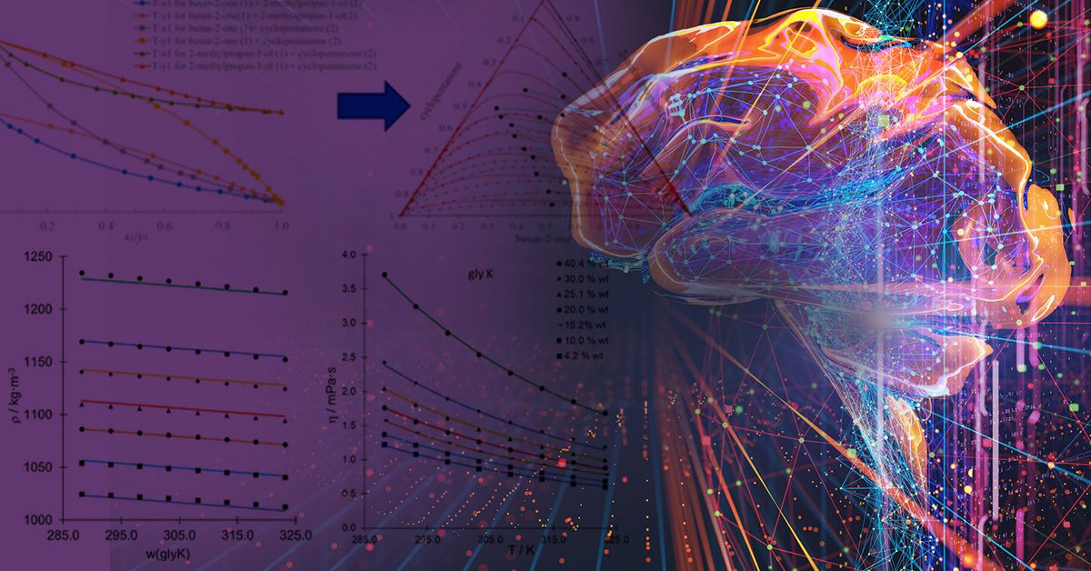 Digital illustration with data and a brain depicting machine learning