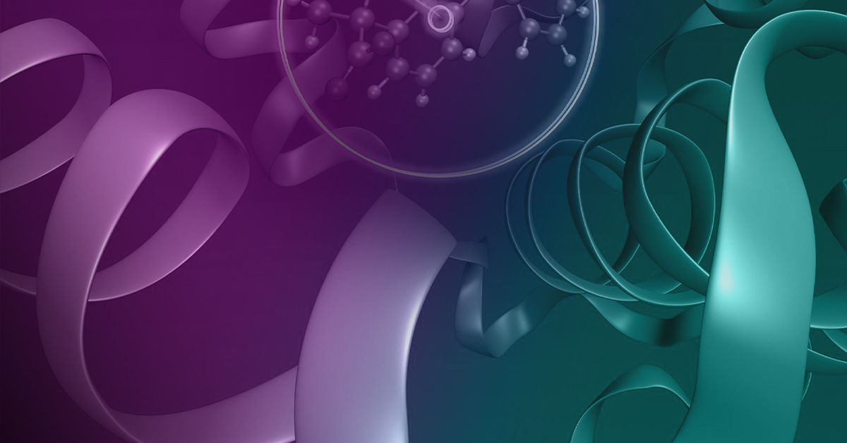 Abstract scientific digital artwork - shades of purple, blue, and green