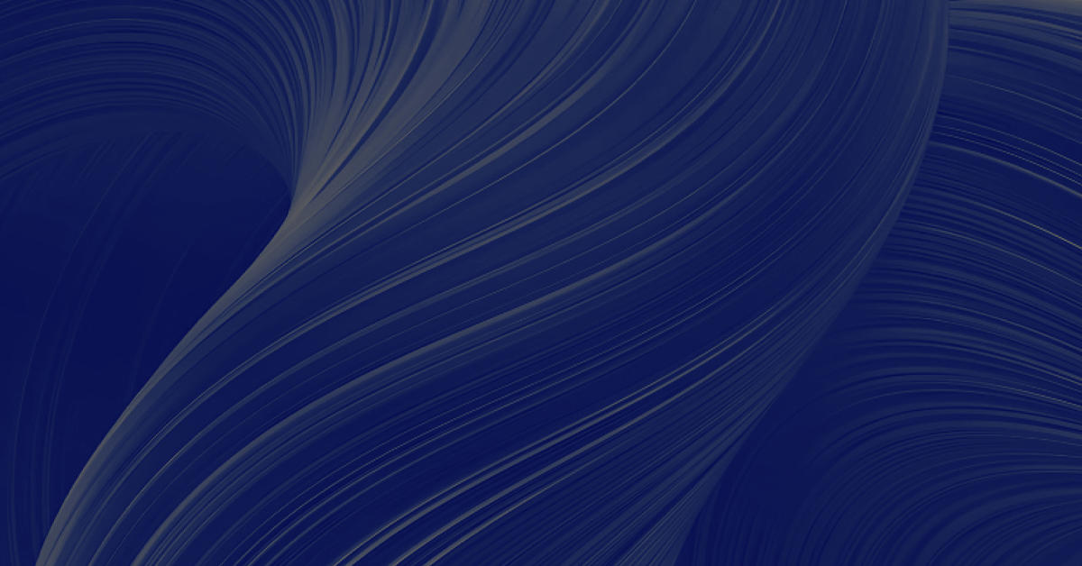 A dark blue abstract background featuring smooth, flowing curves and waves, creating a sense of depth and movement.