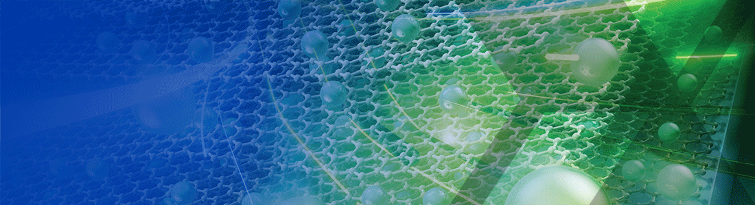 Blue and green digital artwork of graphene layers