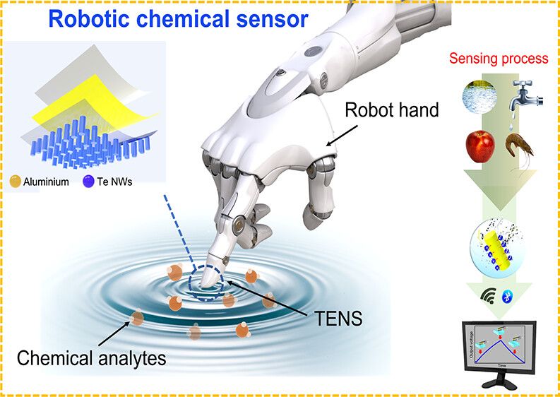 Robotic hand-based triboelectric nanosensor for Hg2+ ion sensing.