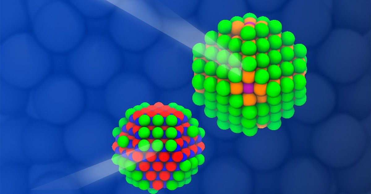 Digital illustration of two nanocrystals