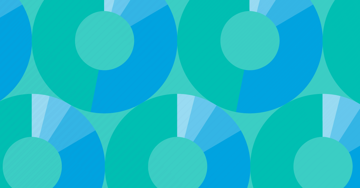 A blue and green background with circles on it.