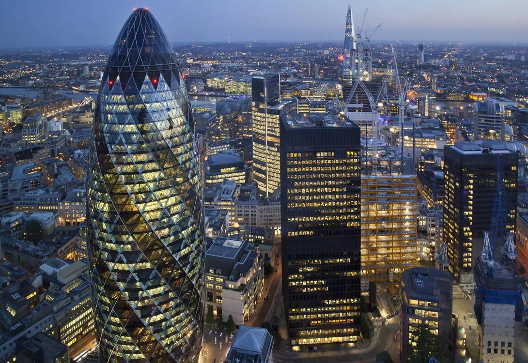 A generic shot of the London Skyline at sunset featuringthe Gerkin Building in the foreground