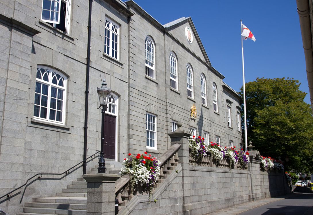 The main facade of the States of Guernsey building