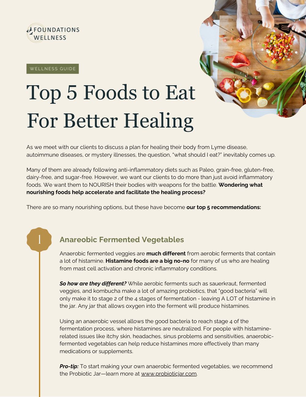 First page of the Top Foods for Better Healing Guide PDF