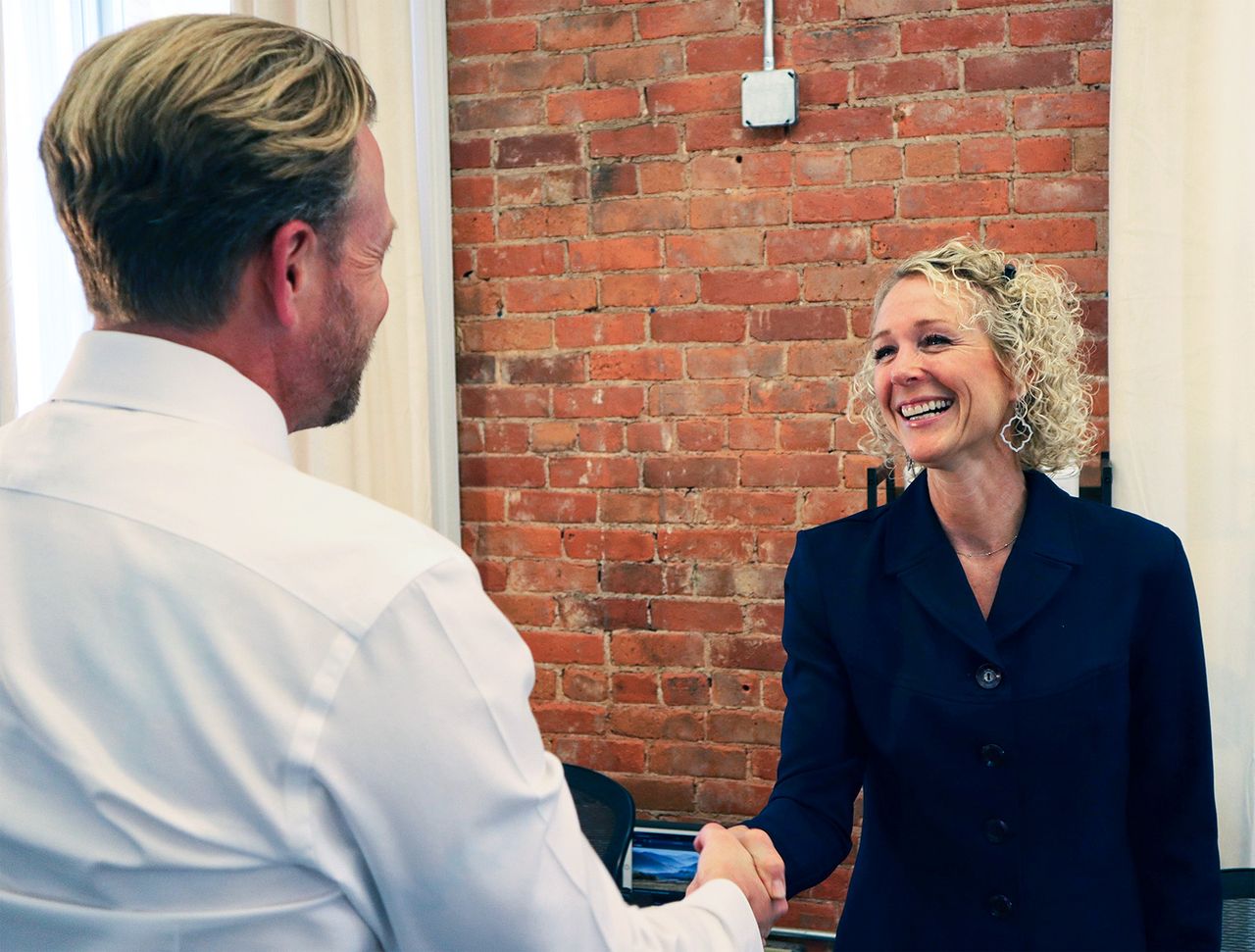 Erin greeting a patient
