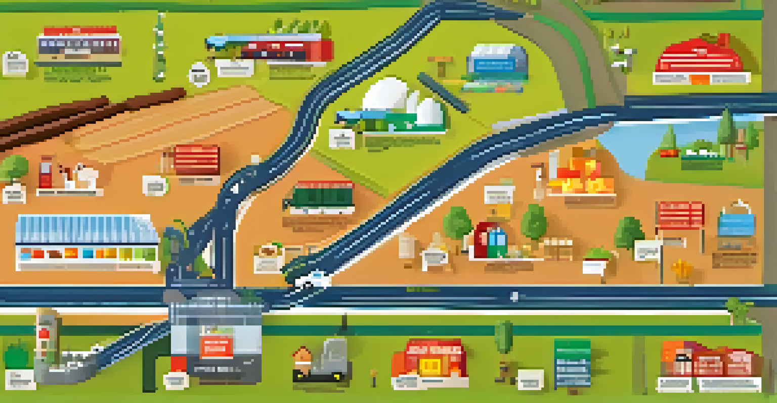 An infographic showing the journey of a food product from farm to table, with NFT checkpoints at each stage.