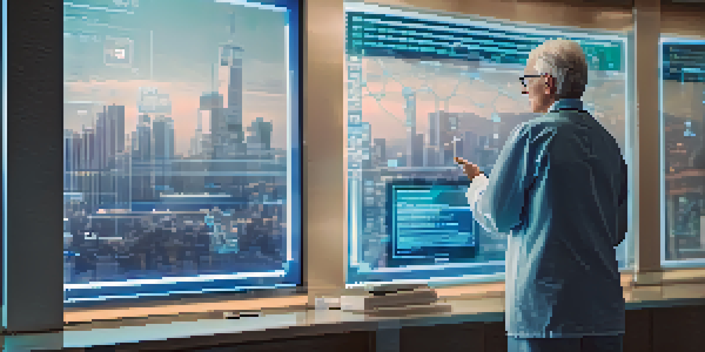A healthcare professional interacting with a holographic display of NFTs in a modern medical office.