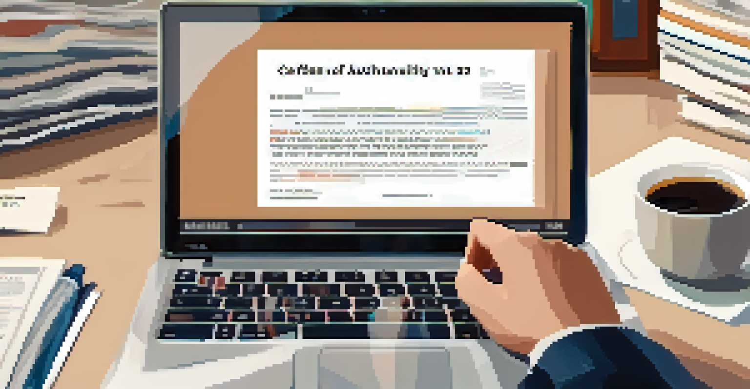 A close-up of a journalist's hands typing on a laptop with a digital certificate of authenticity for an NFT article on the screen.