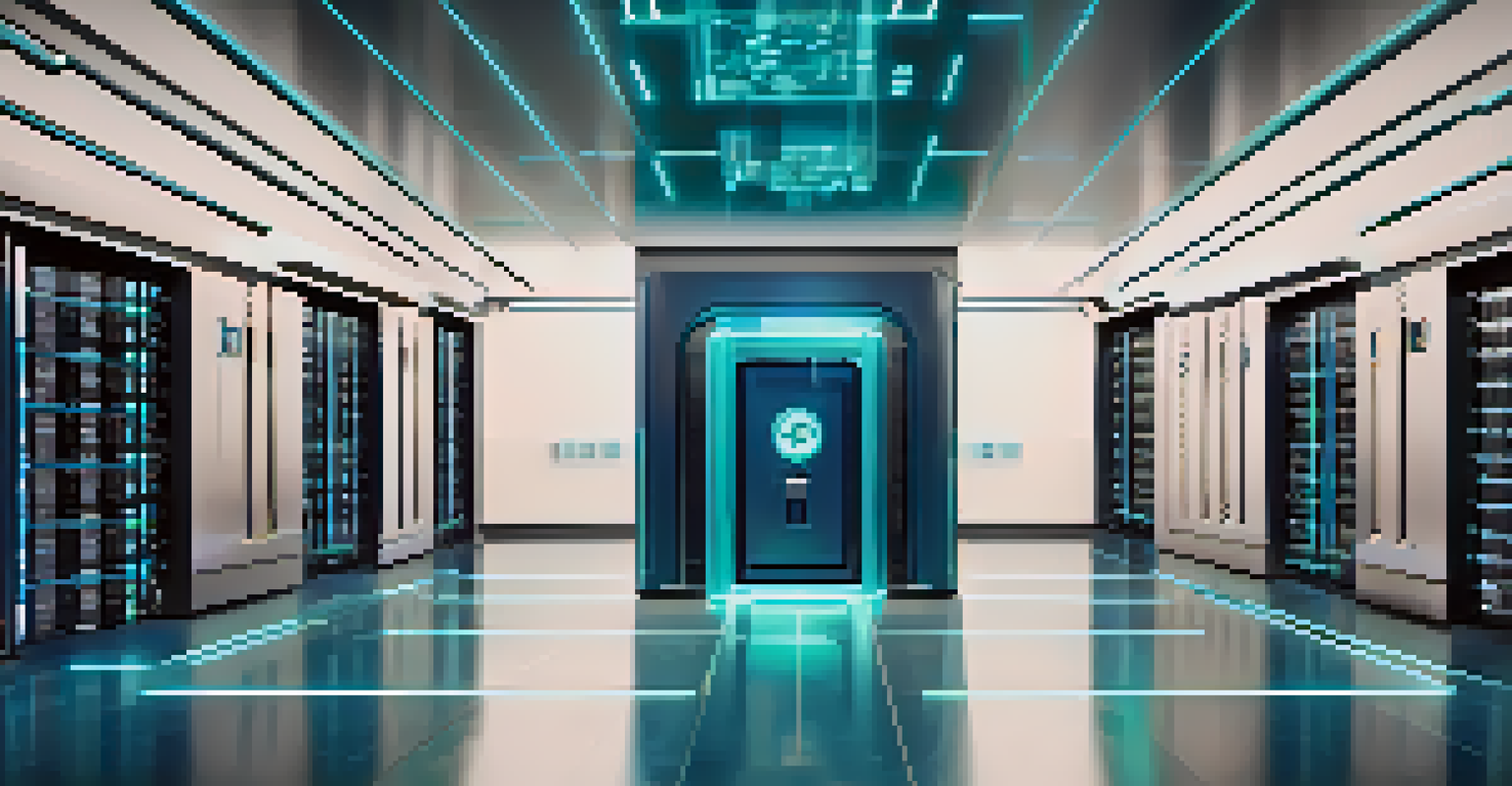 A high-tech digital vault representing data security in healthcare with NFTs.