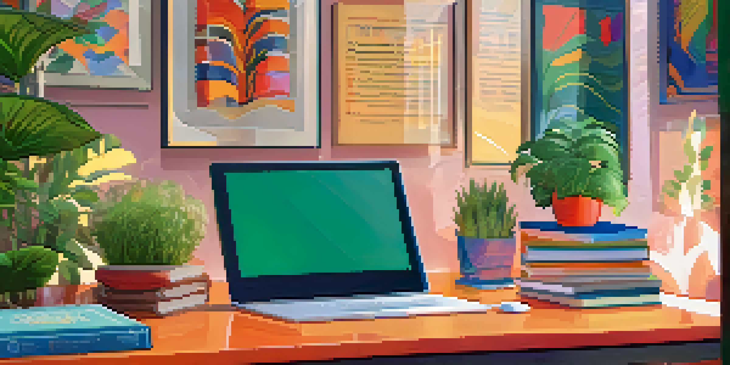 A colorful digital badge on a computer screen in a cozy study environment, representing online course achievement.