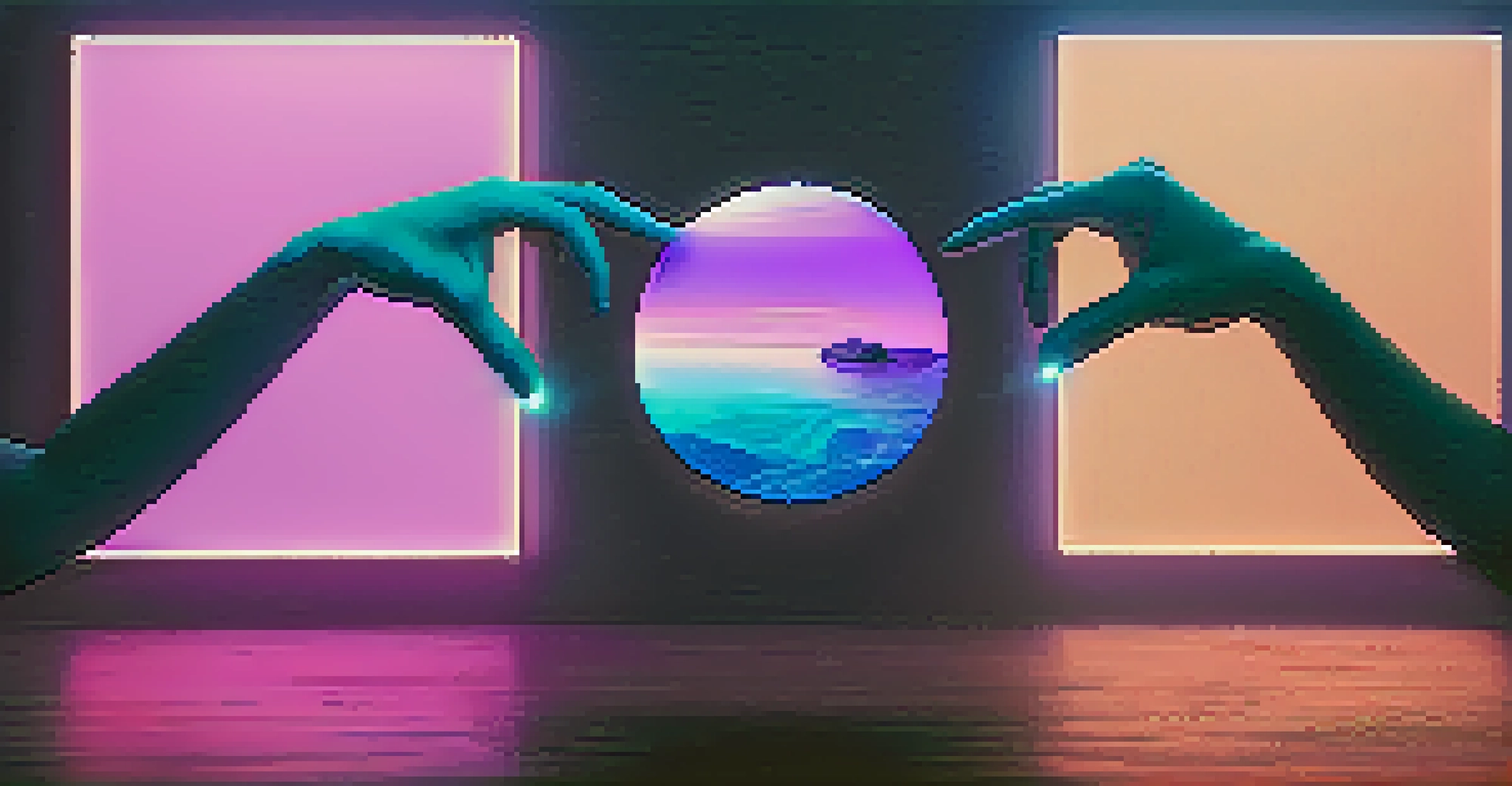 An illustration contrasting NFT ownership with copyright, featuring a glowing NFT token and a faded artwork in a blue and purple gradient background.