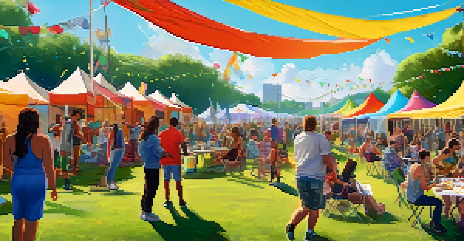 A community event celebrating digital art with people participating in workshops and enjoying live music.