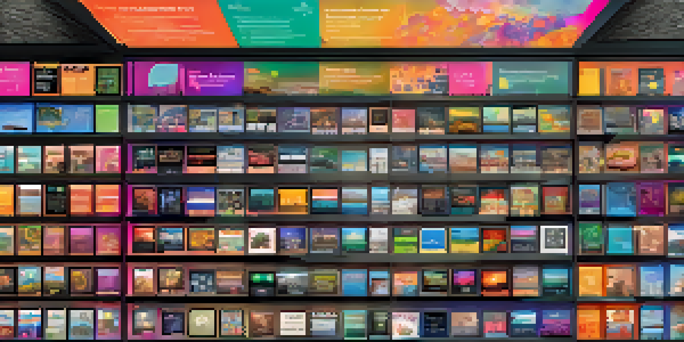 A colorful and modern NFT marketplace interface displayed on a computer screen, highlighting user-friendly navigation and vibrant digital art.