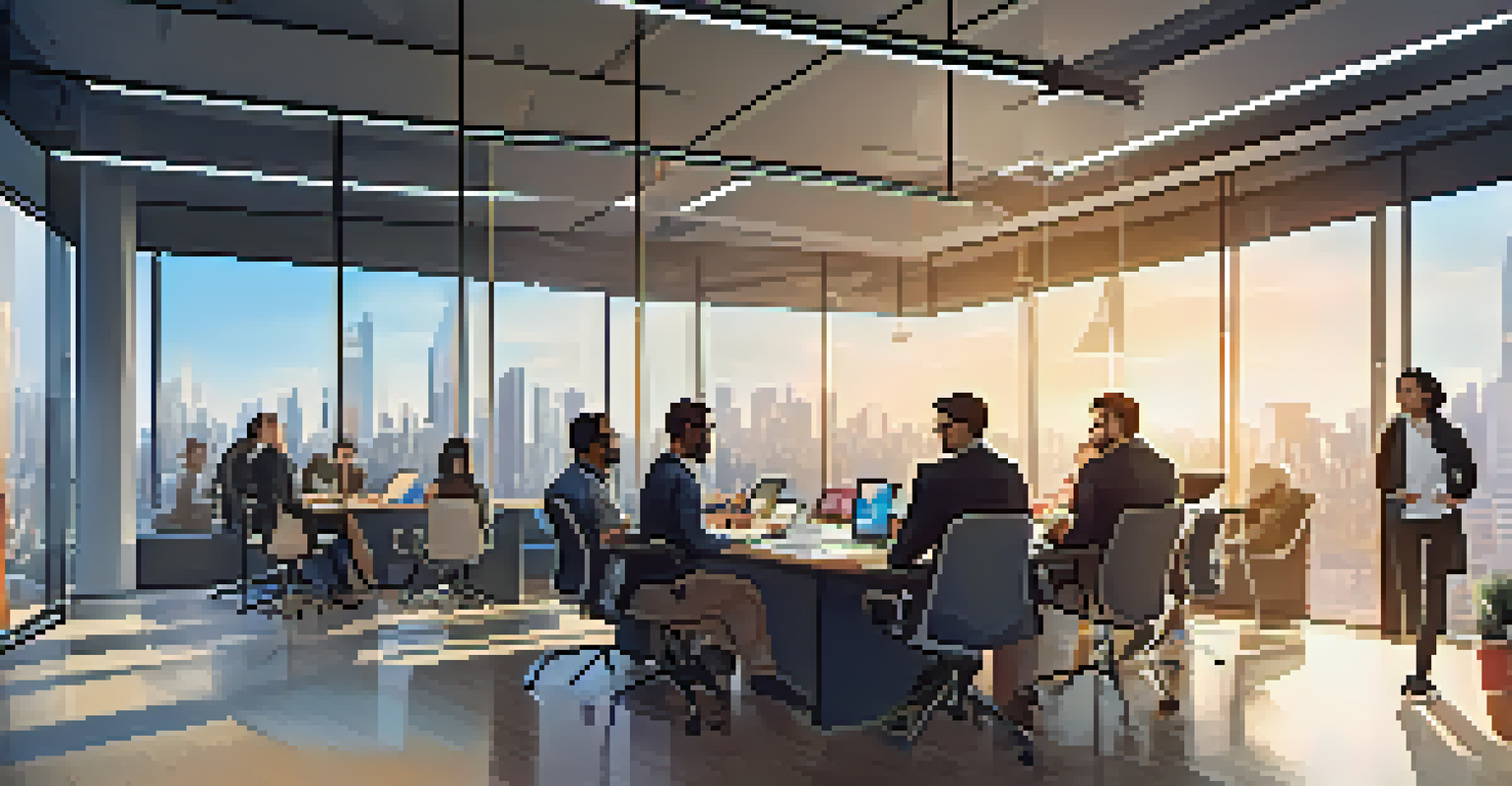 A diverse group discussing in a modern office space, symbolizing a decentralized autonomous organization.