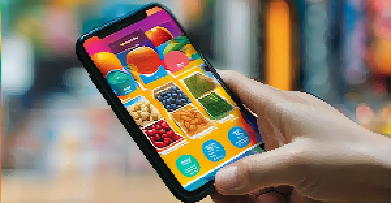 A close-up of a hand holding a smartphone showcasing an NFT marketplace app with a digital painting displayed.