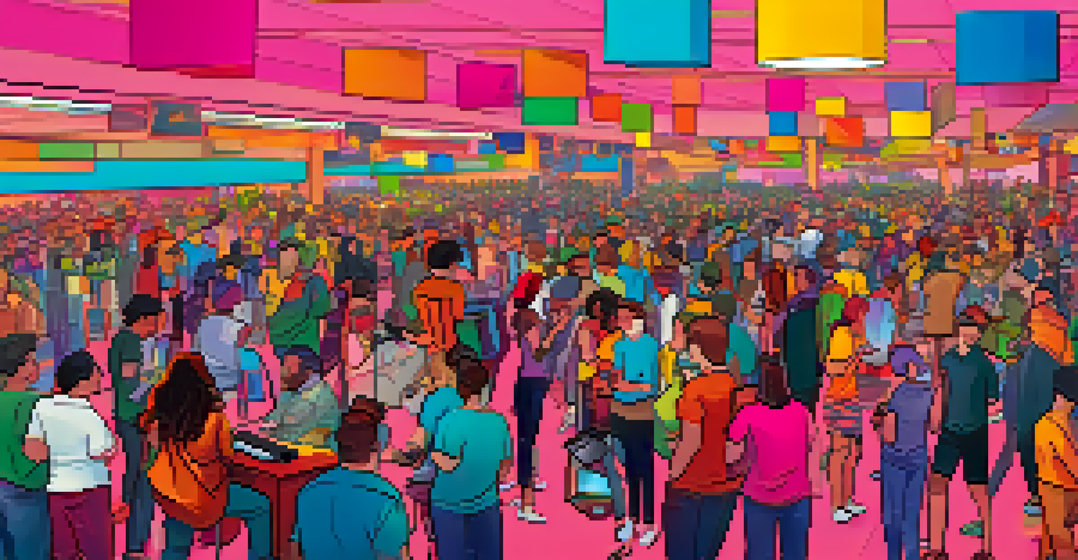 A gamified virtual event where participants hunt for collectible NFTs in a colorful and interactive environment.