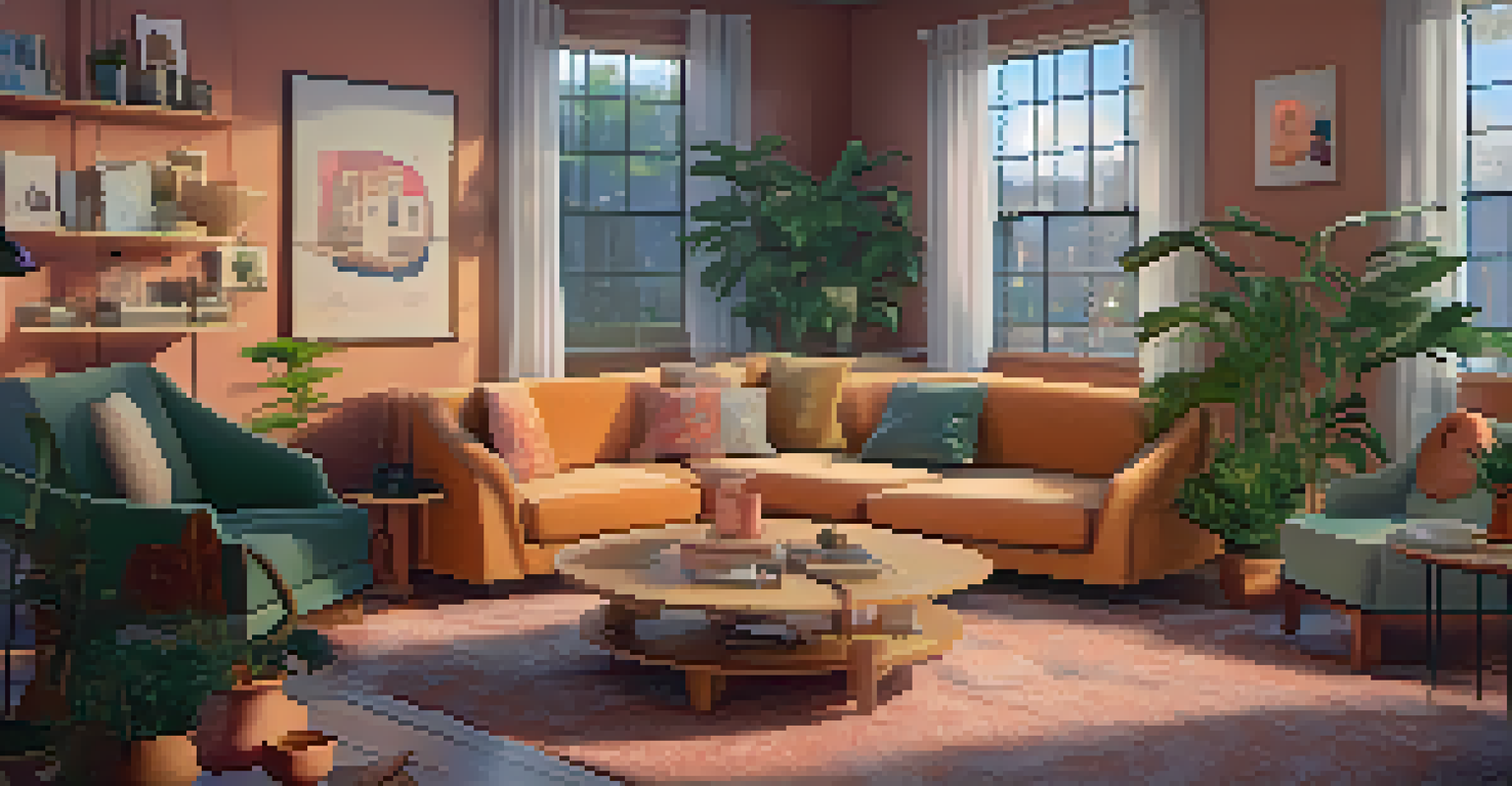 A virtual room with people interacting with their digital friends represented as NFTs.