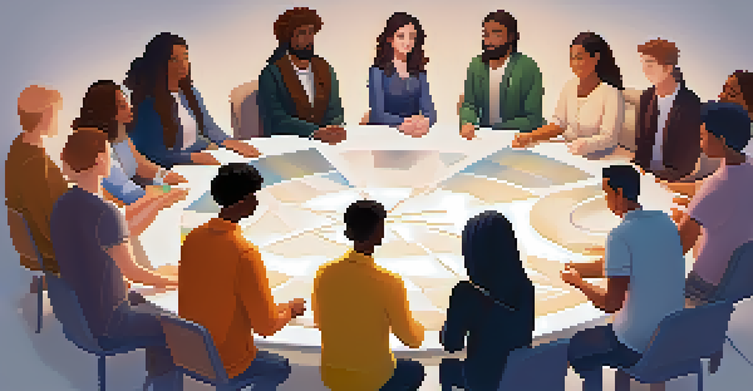 A diverse group of people in a circle representing trust and support within an NFT community.