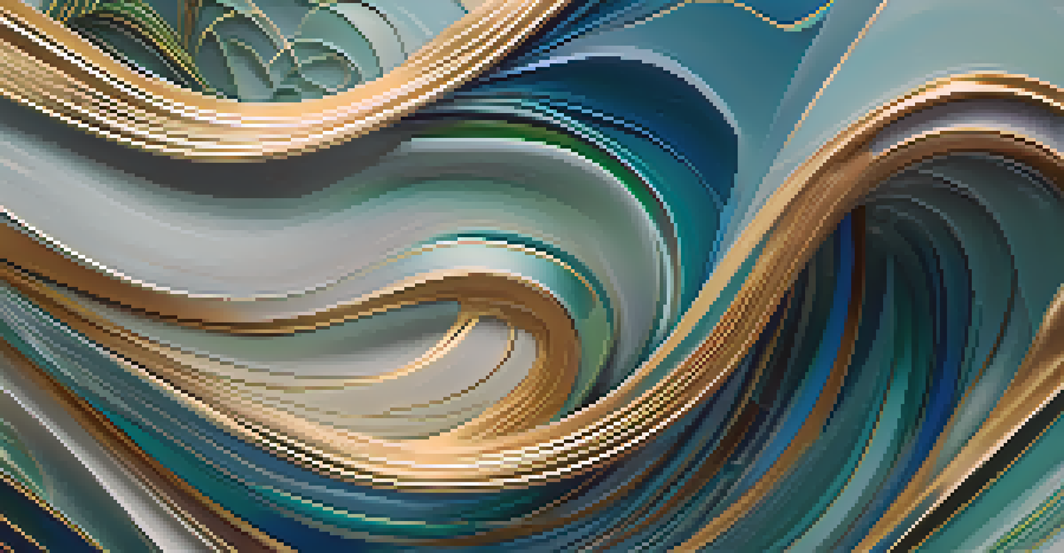 An abstract representation of mindfulness with swirling patterns in soothing blues and greens, evoking calm and introspection.