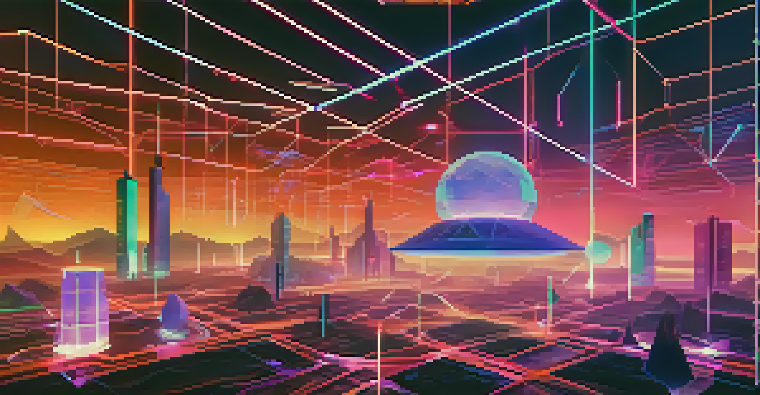 Floating unique NFTs in a digital space with a futuristic blockchain background.