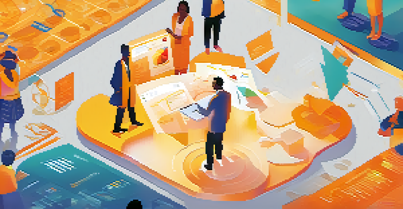 An abstract illustration depicting diverse individuals holding digital tokens in a clinical trial context, symbolizing trust and data integrity.