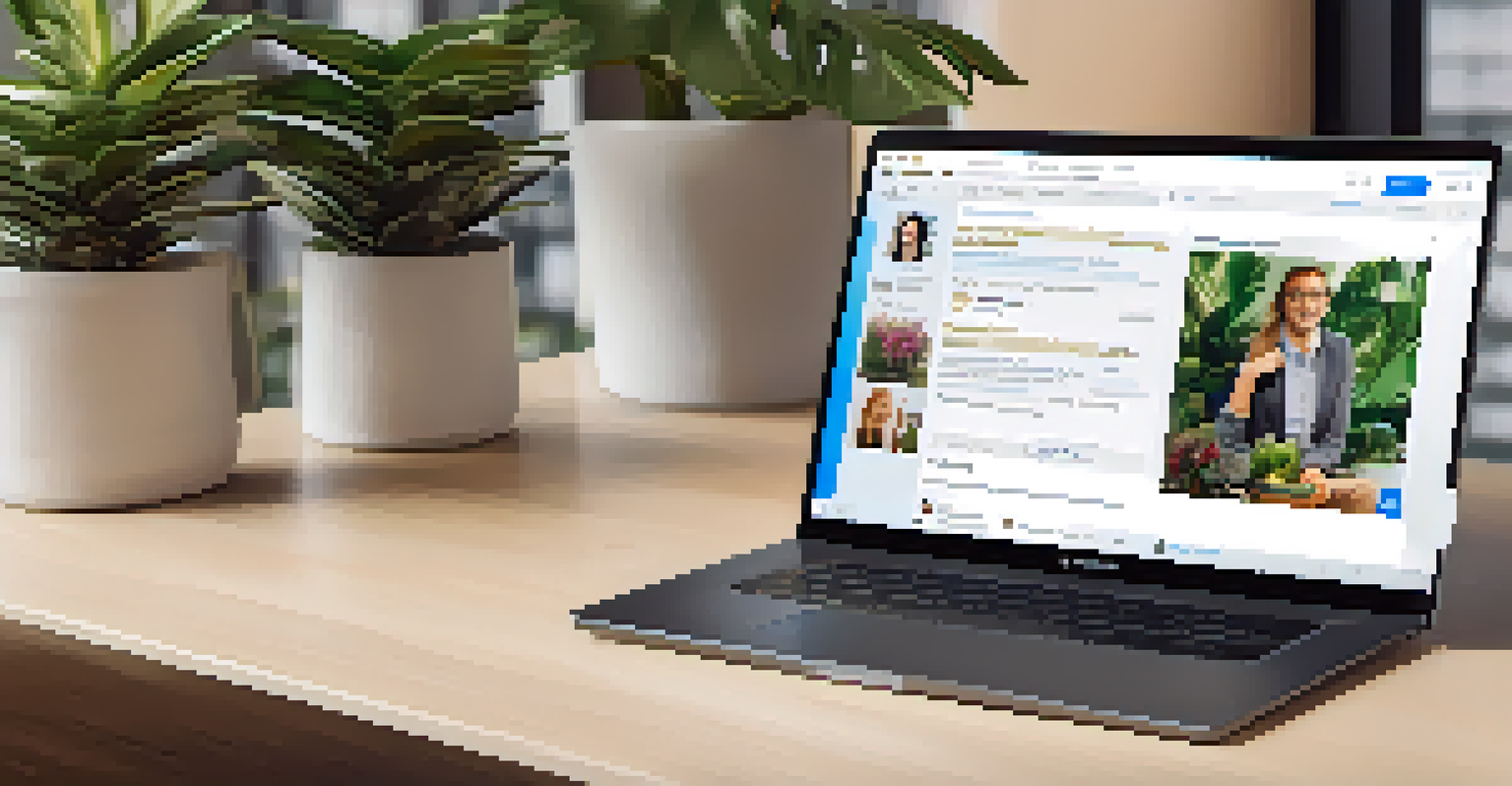 A laptop displaying a LinkedIn profile of an NFT artist, featuring a portfolio of digital art.