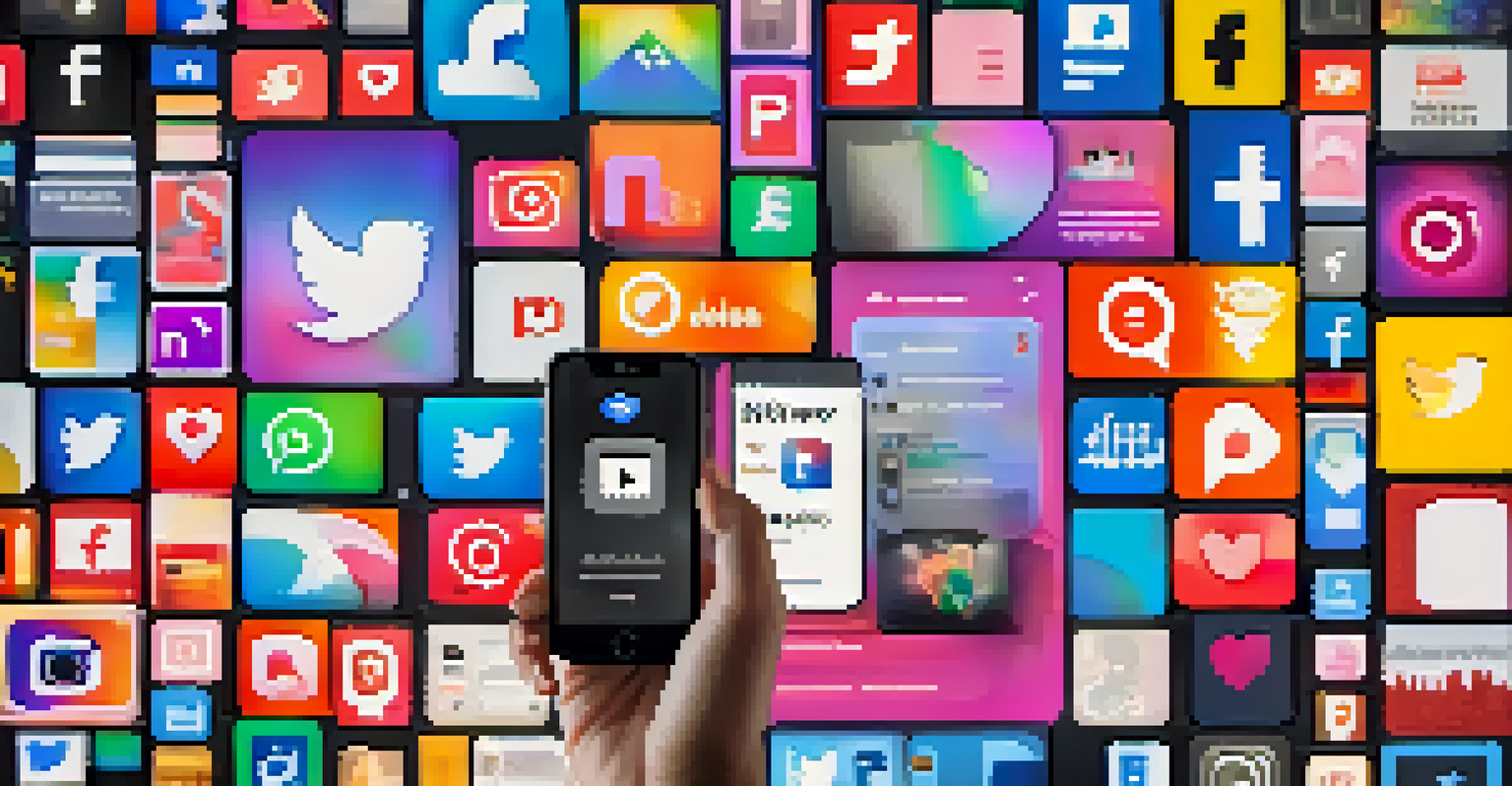 A social media interface filled with vibrant NFT artworks and interactions, representing community engagement.