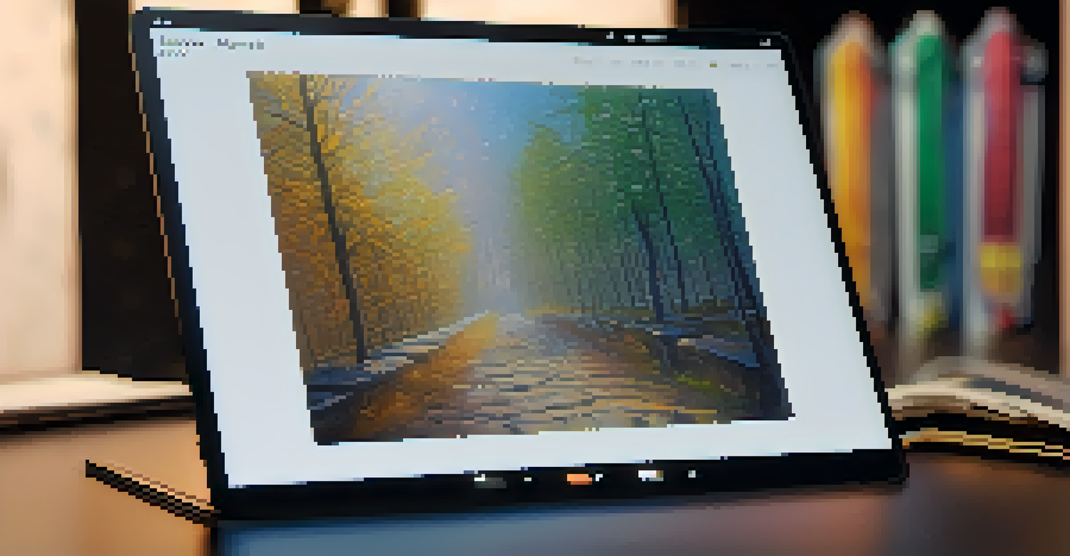 A close-up of a unique NFT on a digital device, focusing on the intricate details and vibrant colors.