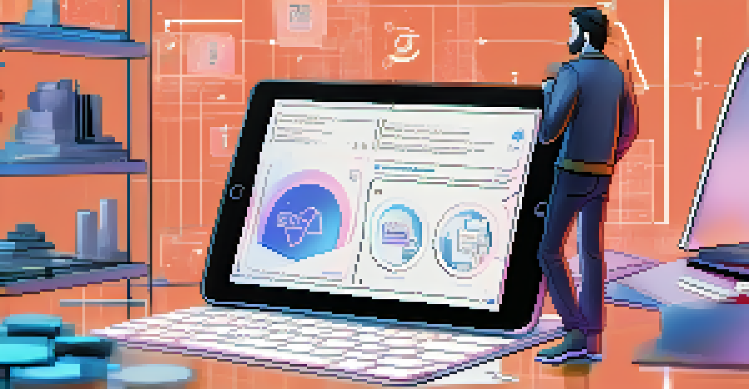 An artist sketches a character while a digital tablet displays a smart contract interface, symbolizing NFTs and blockchain technology.
