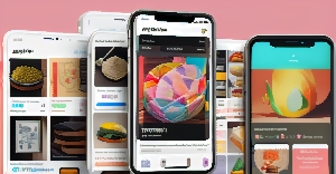 A smartphone displaying a user-friendly NFT marketplace with colorful digital art and easy-to-navigate buttons.