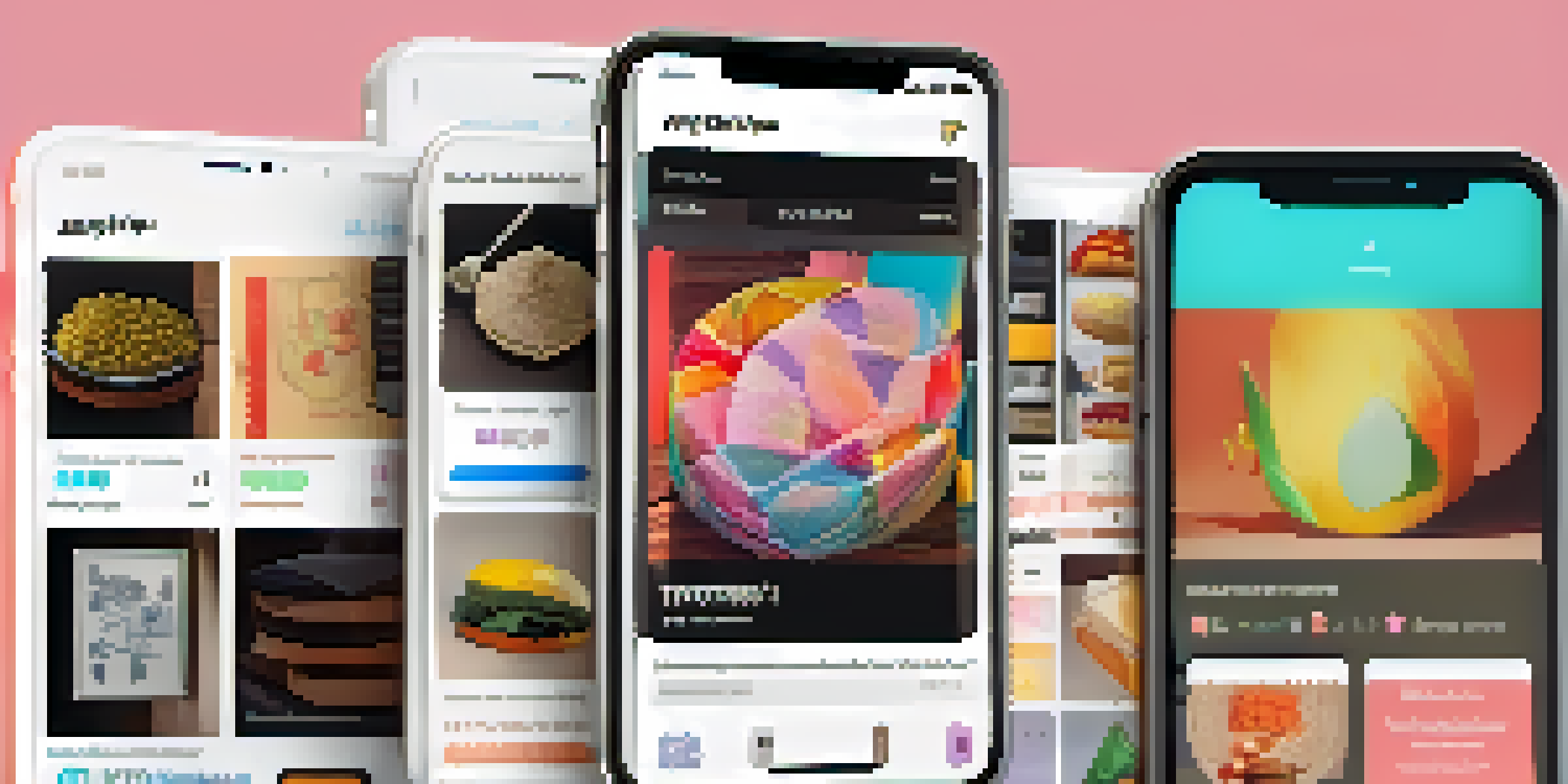 A smartphone displaying a user-friendly NFT marketplace with colorful digital art and easy-to-navigate buttons.