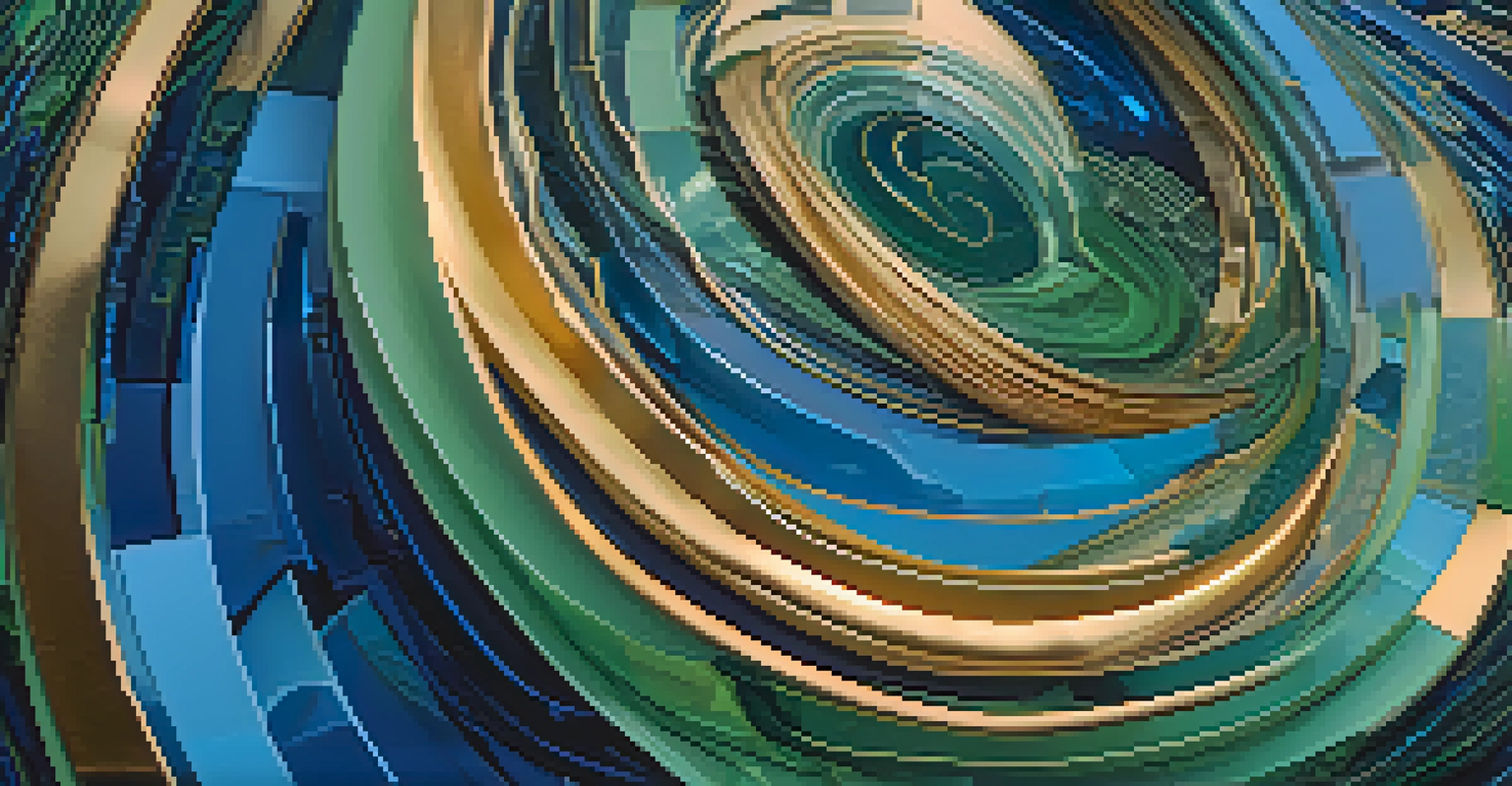 A close-up view of abstract digital art representing an NFT, featuring swirling colors and geometric patterns.
