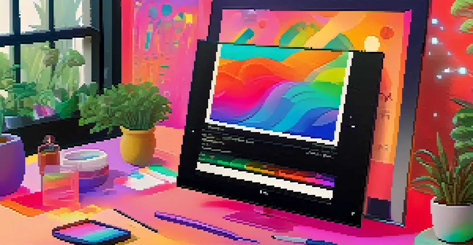 Close-up of an NFT artwork being minted on a blockchain interface, showcasing vibrant colors.