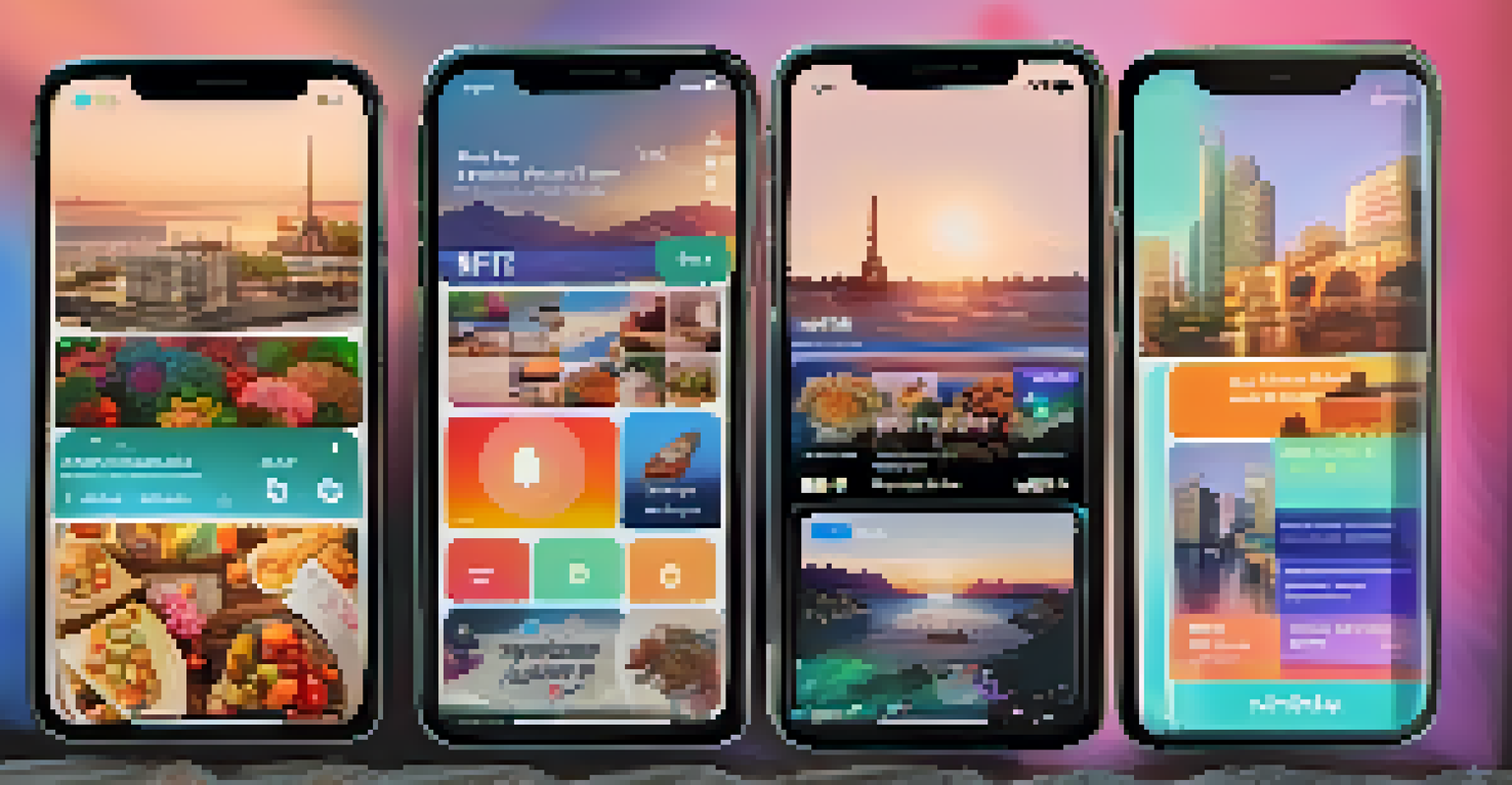 A close-up of a smartphone showcasing a colorful NFT marketplace, with a blurred background.