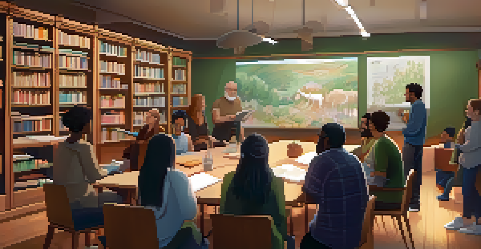 A workshop on NFTs in a library, with community members engaged in learning and a presenter at the front.