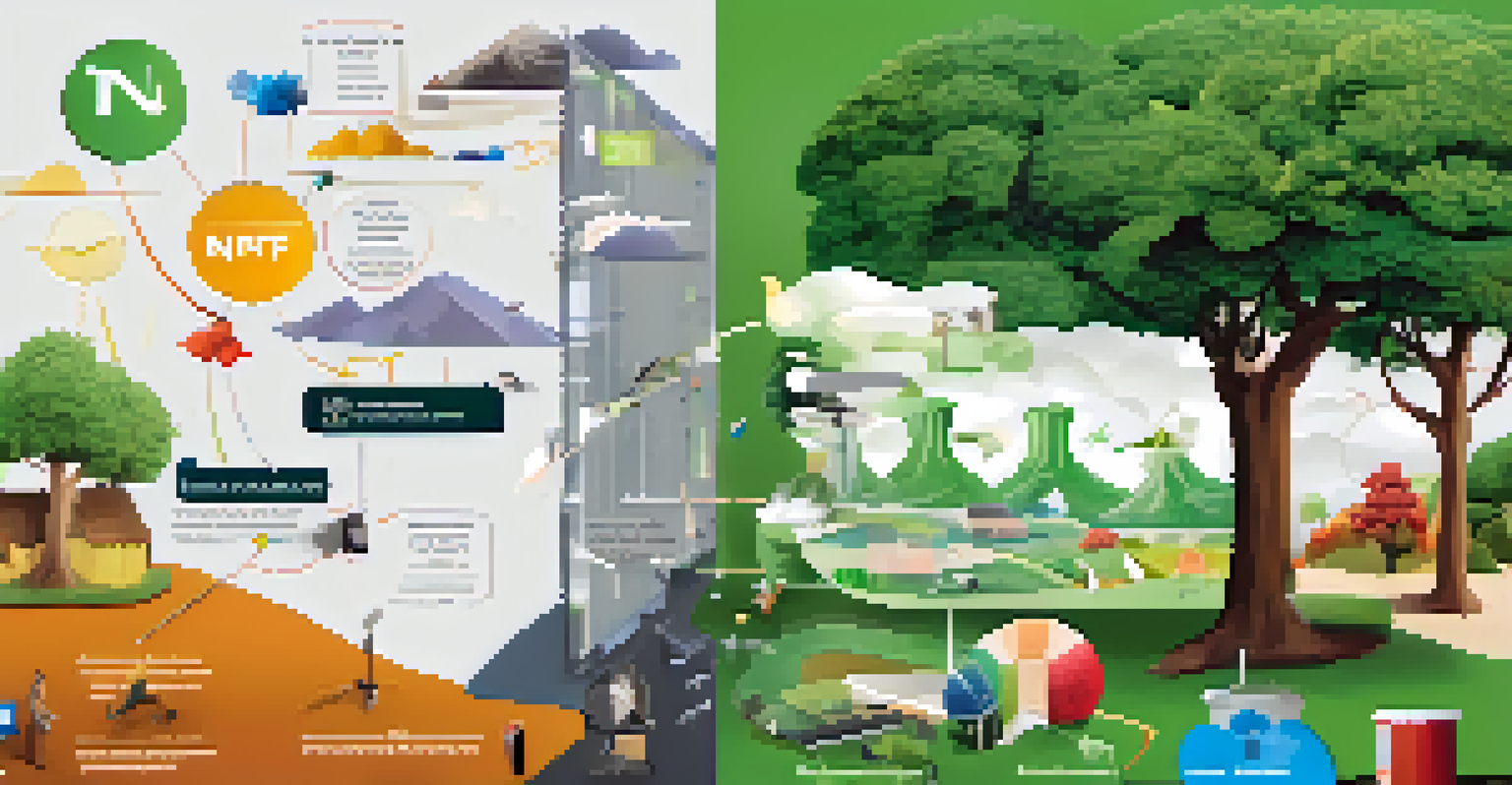 An infographic comparing traditional art creation with NFTs, highlighting sustainability and energy consumption.